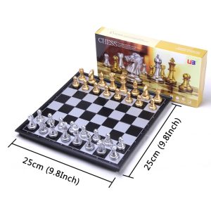 Magnetic Metal Folding Chess Set Felted Game Board 24cm*24cm Interior Storage Adult Kids Gift Family Game Chess Board